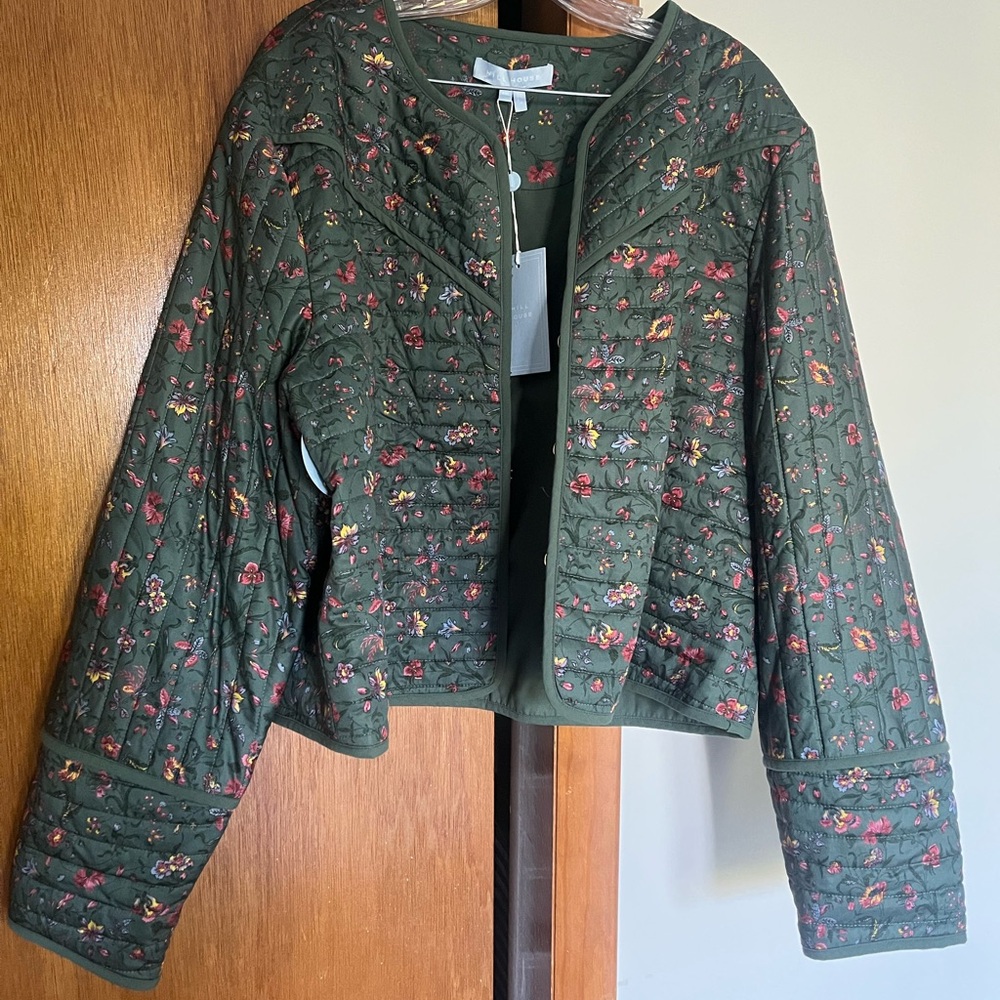The Amari Quilted Jacket - Bottle Green Fleur Chintz - Picture 2 of 7